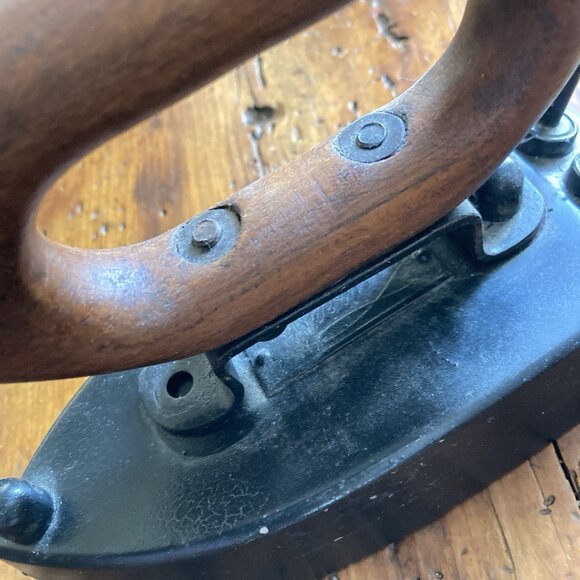 Cast Iron Antique HEAVY Wooden Handle Farmhouse Country Decor As Door Stopper - Picture 9 of 12